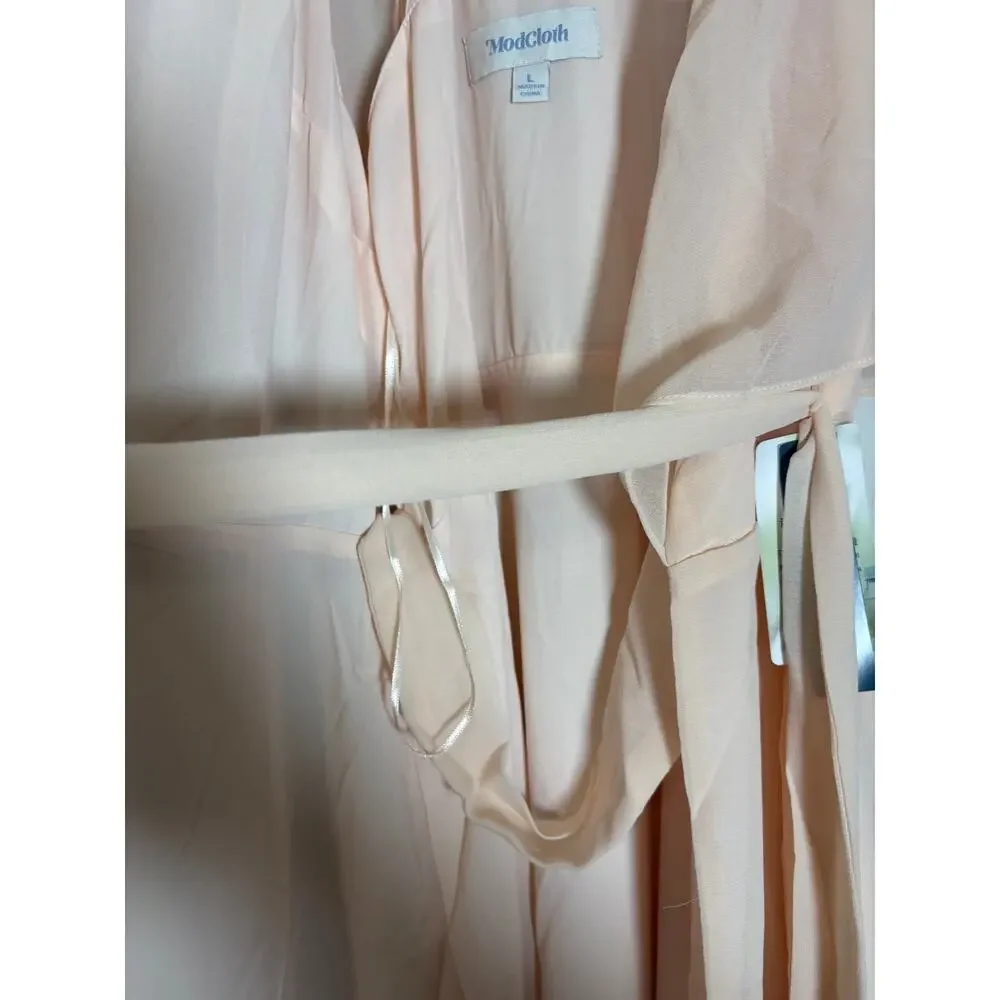 ModCloth Wrapped in Rapture Light Pink Chiffon Maxi Dress Size Large BNWT - Picture 4 of 7